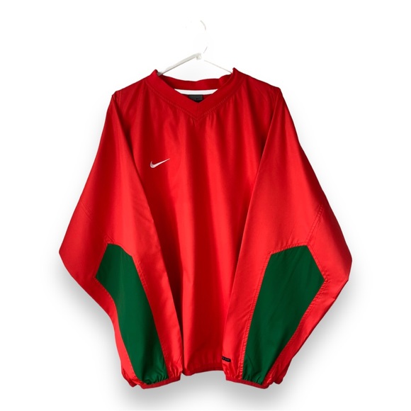 Vintage Red Green Nike Y2K V-neck Clima-fit Windbreaker Pullover - Picture 4 of 9